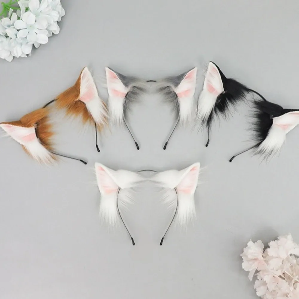 Simulation Animal Cat Ears Headband Plush Party Props Cat Tail Headdress Ears Headband Cat Costume Accessories Party Accessories