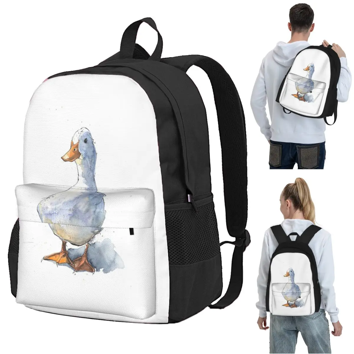 

Greetings White Duck! Backpack Student BookBag Kids School Bag Laptop Shoulder Bags for Boys Girls