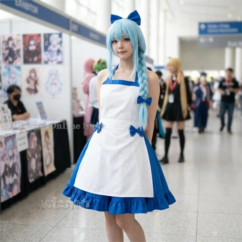 Zeno Ushirono Natsu Blue White Loli Maid Dress – Cute Uniform, Halloween Party Cosplay