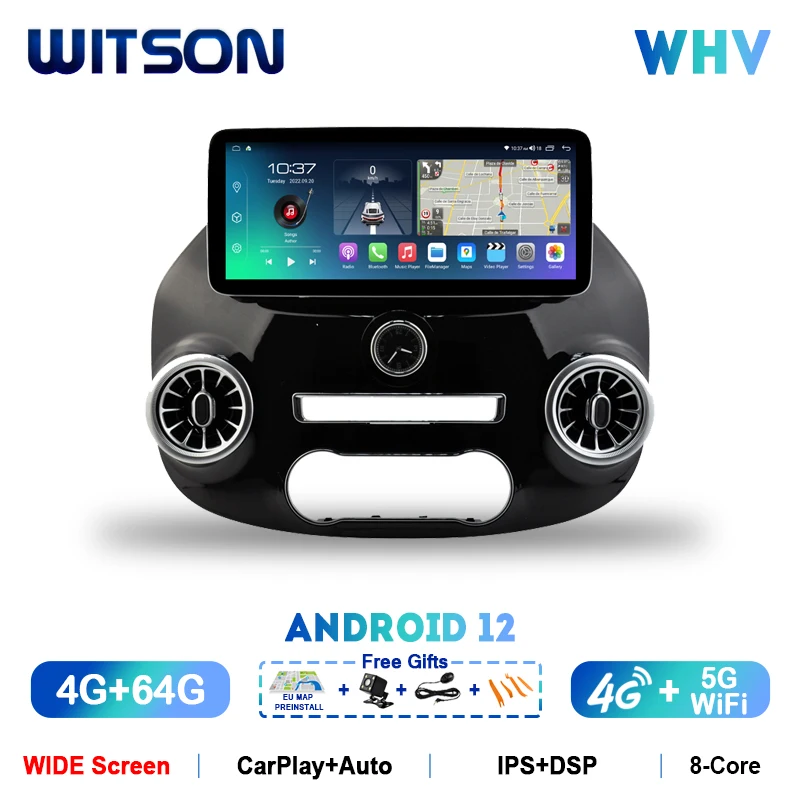 WITSON Car Media 12.3'' WIDE SCREEN Android 13 Radio Stereo For MERCEDES BENZ VITO 3 W447 2014 2021 Multimedia Bluetooth Carplay