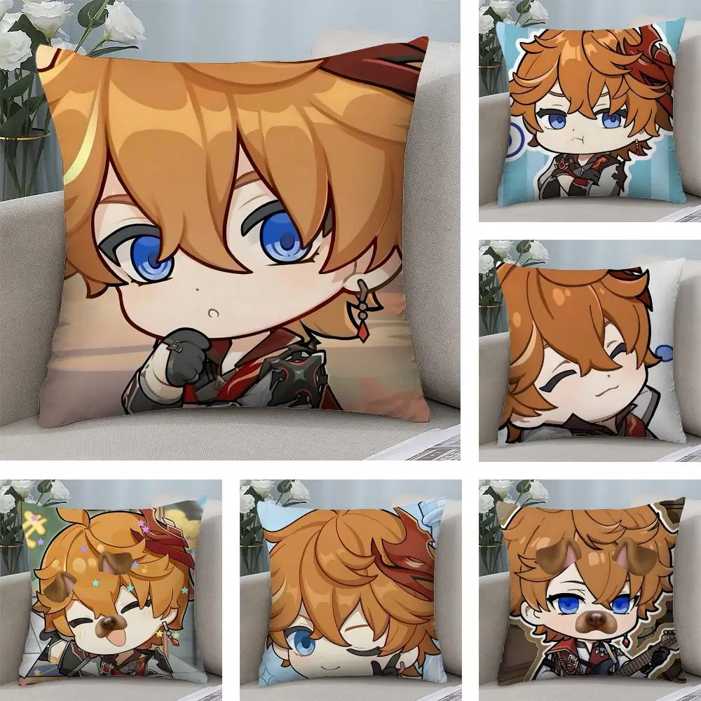 

Tartaglia Cute Genshin Game Cushion Cover Square Pillow Bedroom Sofa Leisure Comfort Living Room Home Decoration 40X40