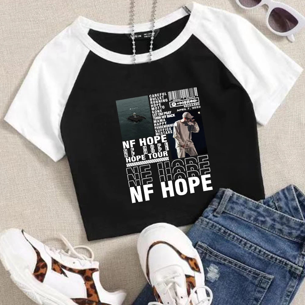 

NF Hope Tour 2024 Crop Tops T-Shirt Girls Fans Gift Regular O-Neck Short Sleeves Fashion Super-short Casual