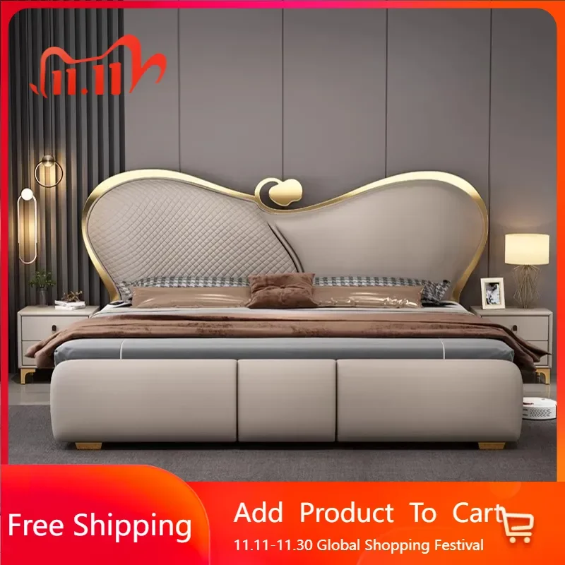 

Modern Girls Bed Queen Bedroom Double Massage Headboards European Bed Wooden Sleeping Portable Beliche Lounge Suite Furniture