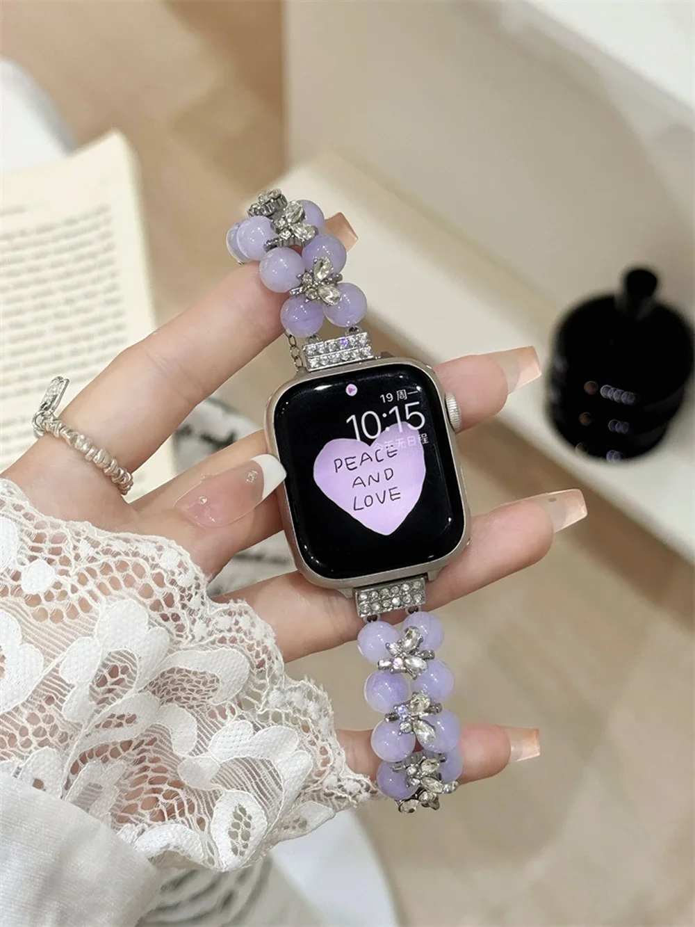 Luxury Beads Metal Link Band For Women  40mm 41mm 42mm elegant Strap For Apple Watch bling nice good hot selling