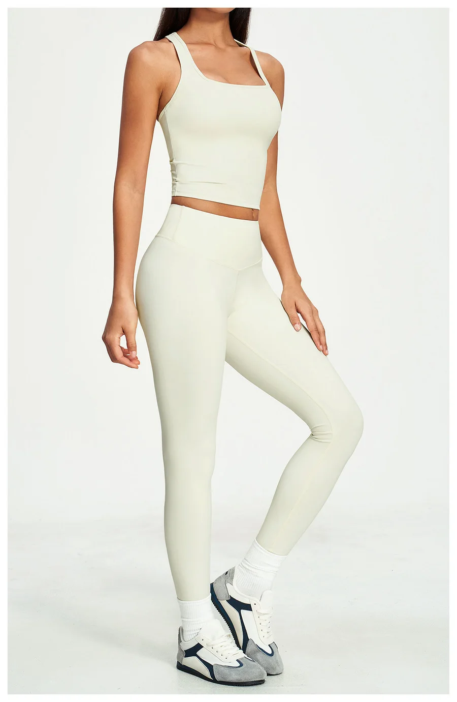 Yoga-Set 2-teilig Damen Fitness Sportbekleidung Naked Feel Sport-BH Gym Laufhose Po-Formende Leggings Workout-Outfit Activewear – Detail 19