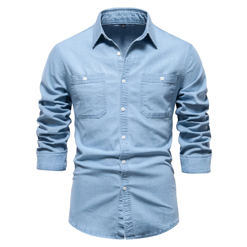 

Autumn New European Denim Trend Versatile Long Sleeved Shirt Men's Top