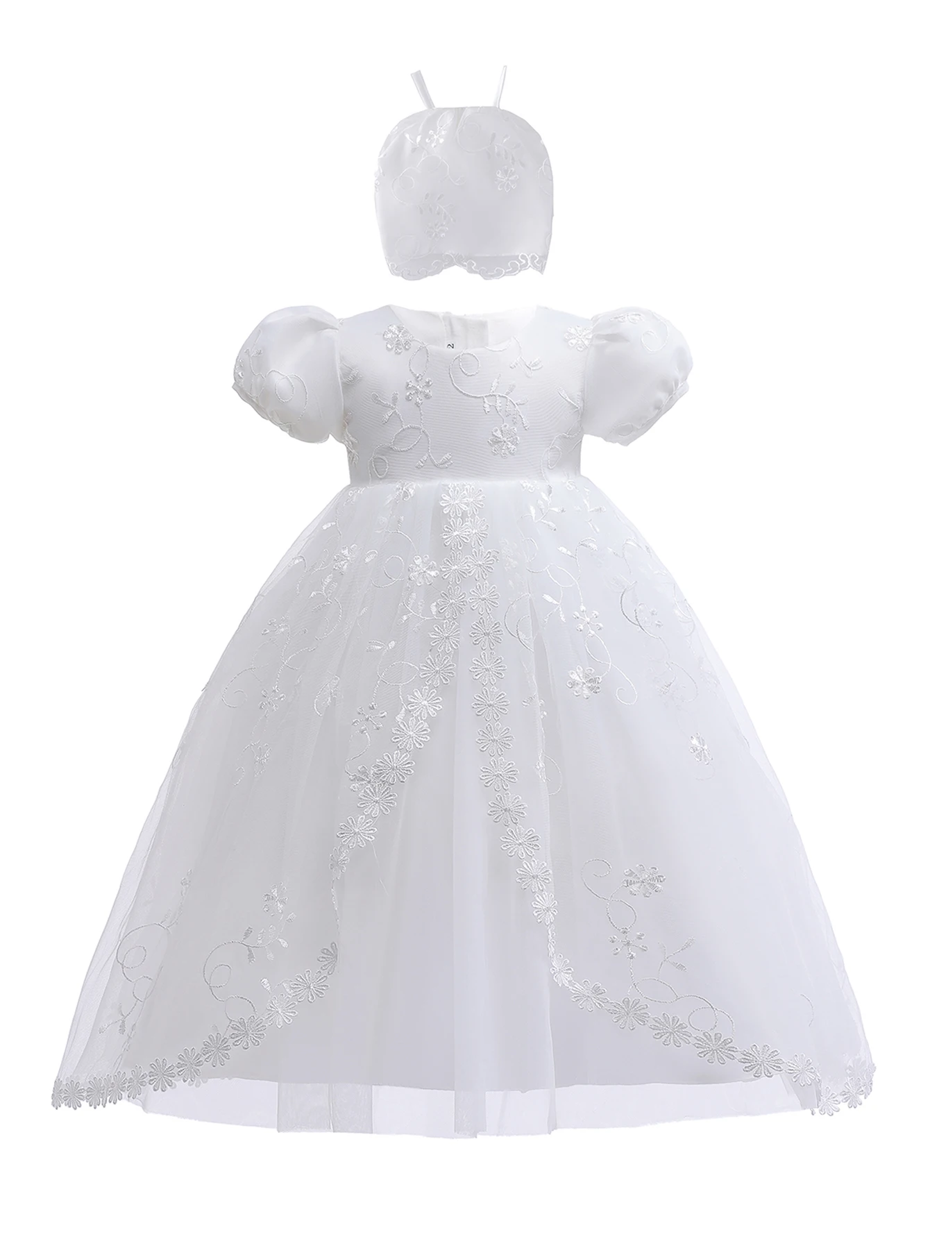 

Newborn Baby Party Wear Baby Christening Gowns for Girls Speciale Robe Anniversaire with Bonnet Birthday Party Dress