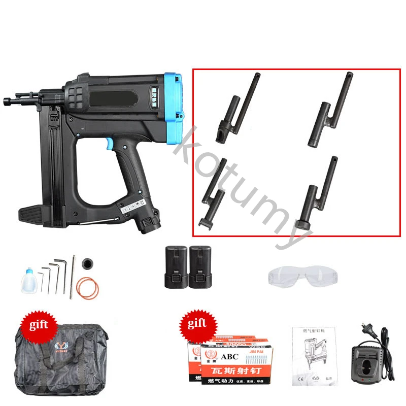 Pneumatic Nail Gun Adjustable Cordless Fast Gas Nailer Air Nailer for Woodworking Concrete Door Trough Decorative Fixed Nailer