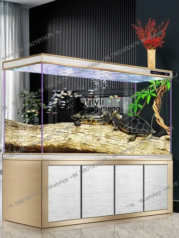 new Fish Tank Bottom Filter Super White Glass Aquarium Large Living Room Floor Ecological Pot Change Water Dragon Fish Tank ss 8