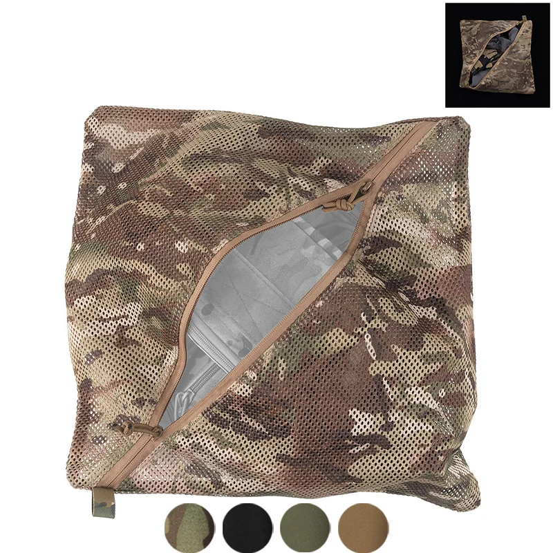 

16x16in Reinforced Mesh Utility Pouch Durable Camo Storage for Outdoor Travel Survival Gear Organization
