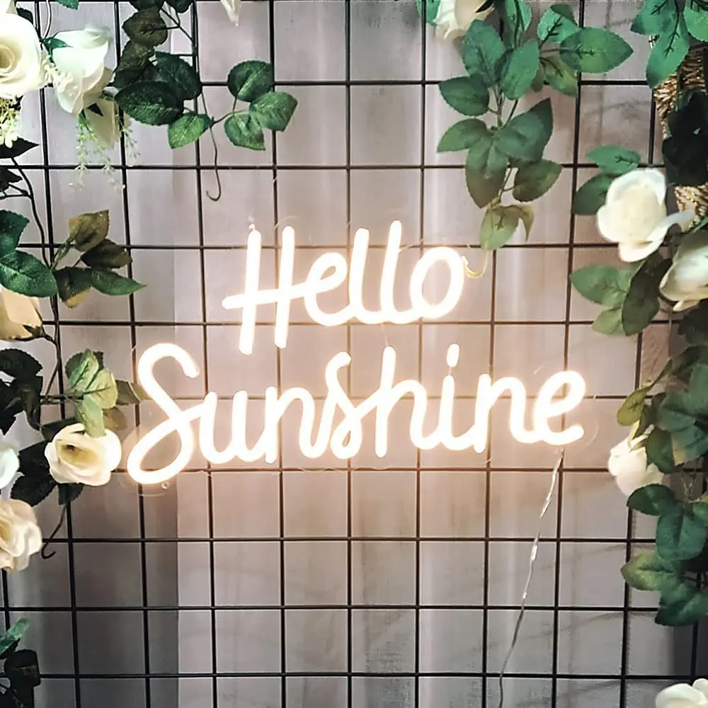 Hello Sunshine Neon Sign USB Dimmer Switch for Office  Home Art Wall Bar Party  Photo Backdrop Decor Ideal Gifts for Friends