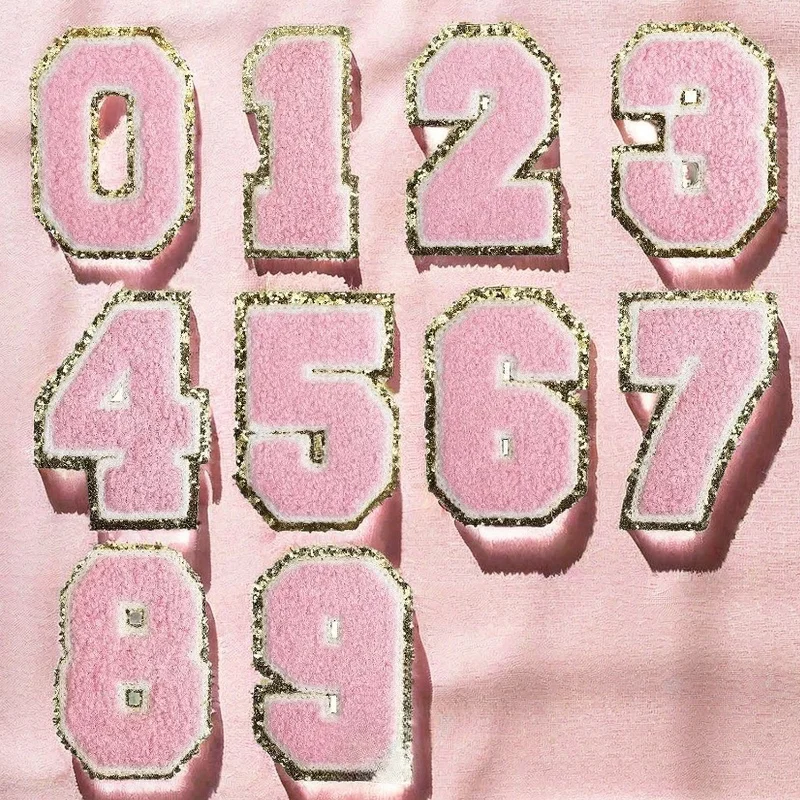 Numeri rosa 0-9 Ricamo Panno Adesivo Borsa Patch Adesivo Vestiti
