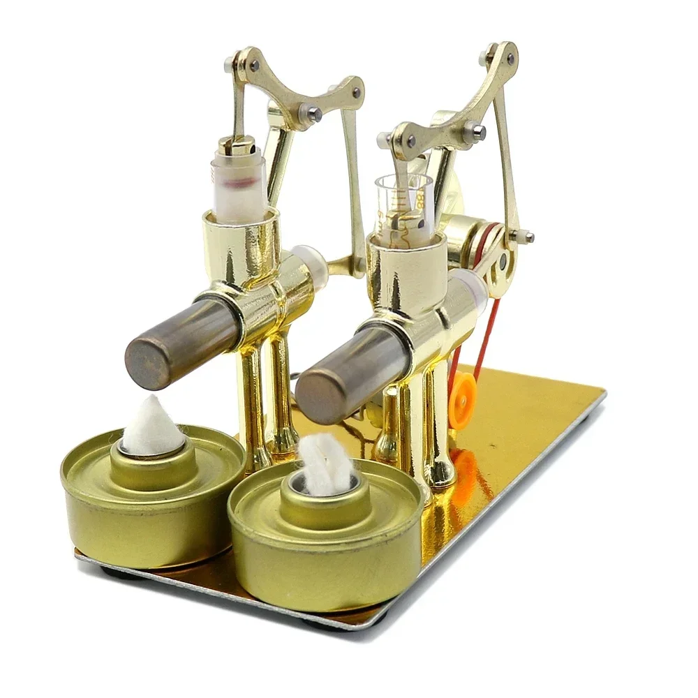 Double Cylinders Hot Air Stirling Engine Model Generator Motor Steam Power Toy Educational Science Toy Gift For Children