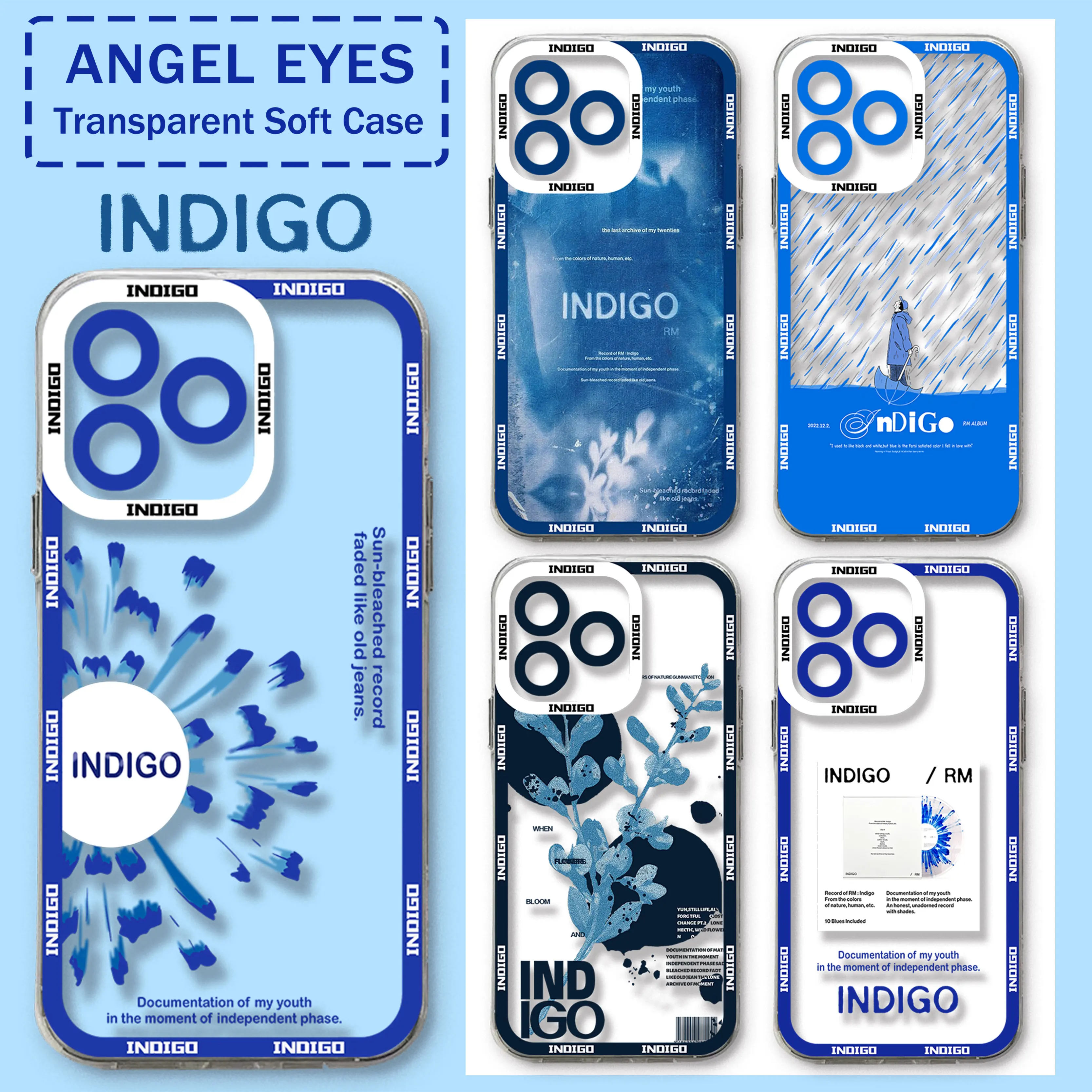 Threebase Phone Case RM INDIGO For Samsung S24 S23 S22 S21 S20 S10 FE Note20 Note10 Plus Ultra Lite 5G Clear Soft TPU Cover