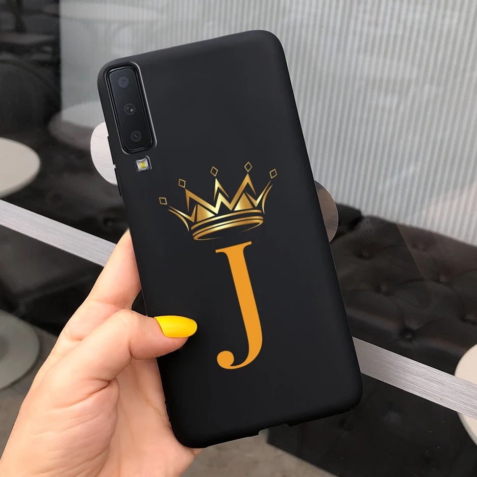 For Samsung Galaxy A7 2018 Case SM-A750F Cute Crown Letters Cover Silicone Soft TPU Phone Case For Samsung A7 2018 A750F Bumper