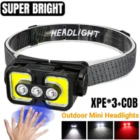Mini COB/LED Wave Sensor Headlamp Portable Type-C Charging Capacity Display Bright Outdoor Night Fishing Waterproof Head Lamp