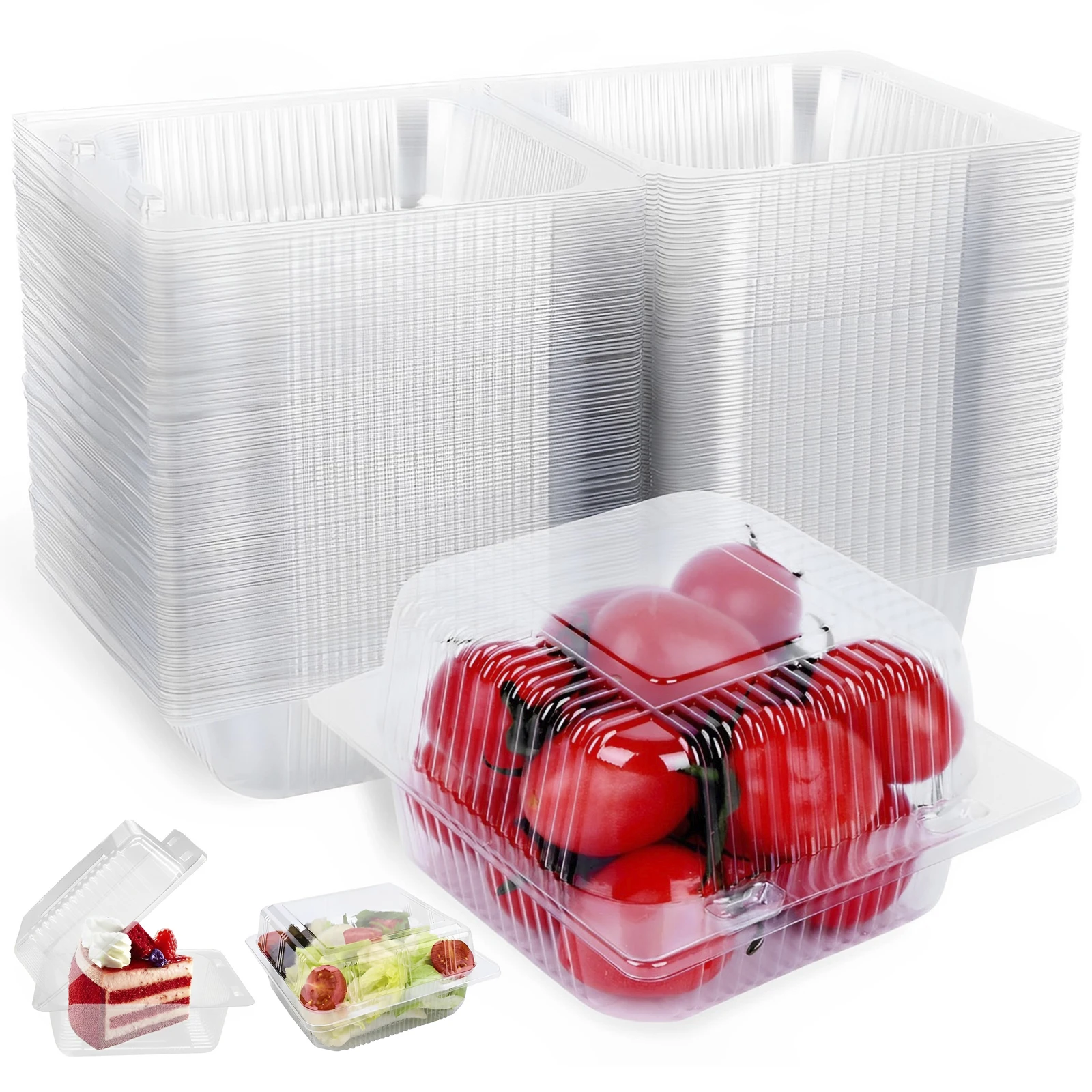 100Pcs Cake Slice Boxes Reusable Cupcake Slice Container with Lid Stackable Clear Square Single Dessert Box Triangular Sandwich