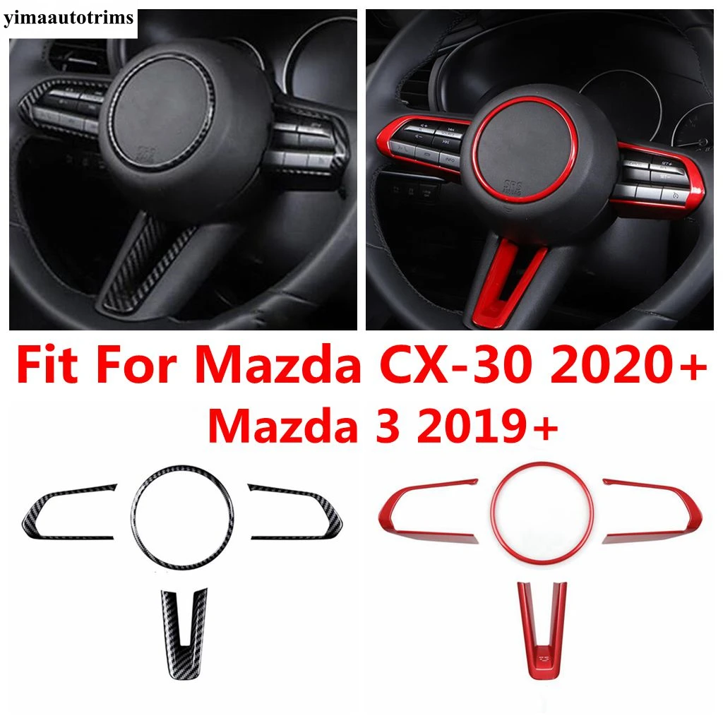 

Steering Wheel Button Decoration Cover Kit Trim For Mazda 3 2019 - 2024 / CX-30 2020 - 2024 ABS Red / Carbon Fiber Accessories