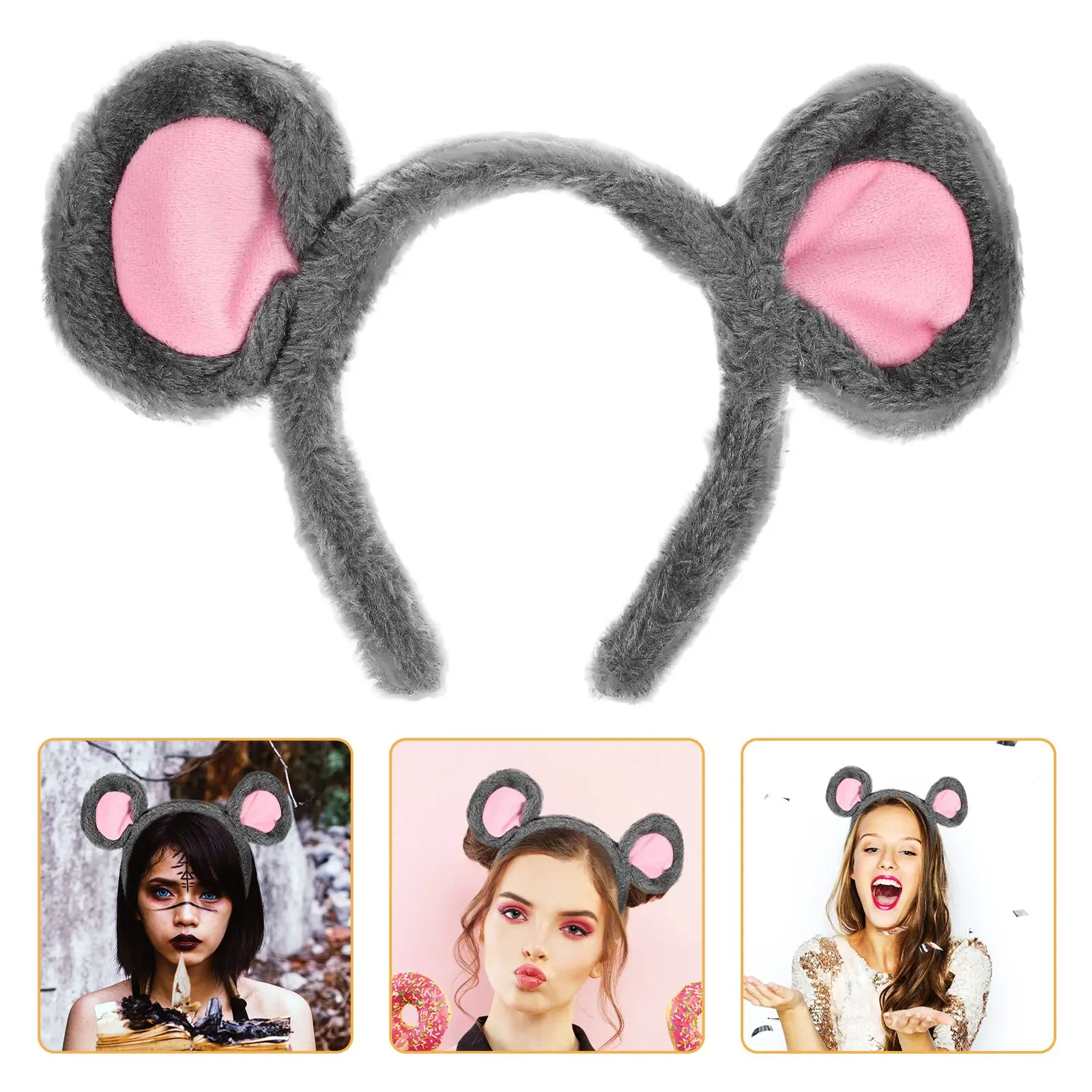 Mouse Ears Hairband Headbands Plush Hair Hoop for Washing Face Cartoon Animal Hairbands Halloween Party Dress Up Costume NEW