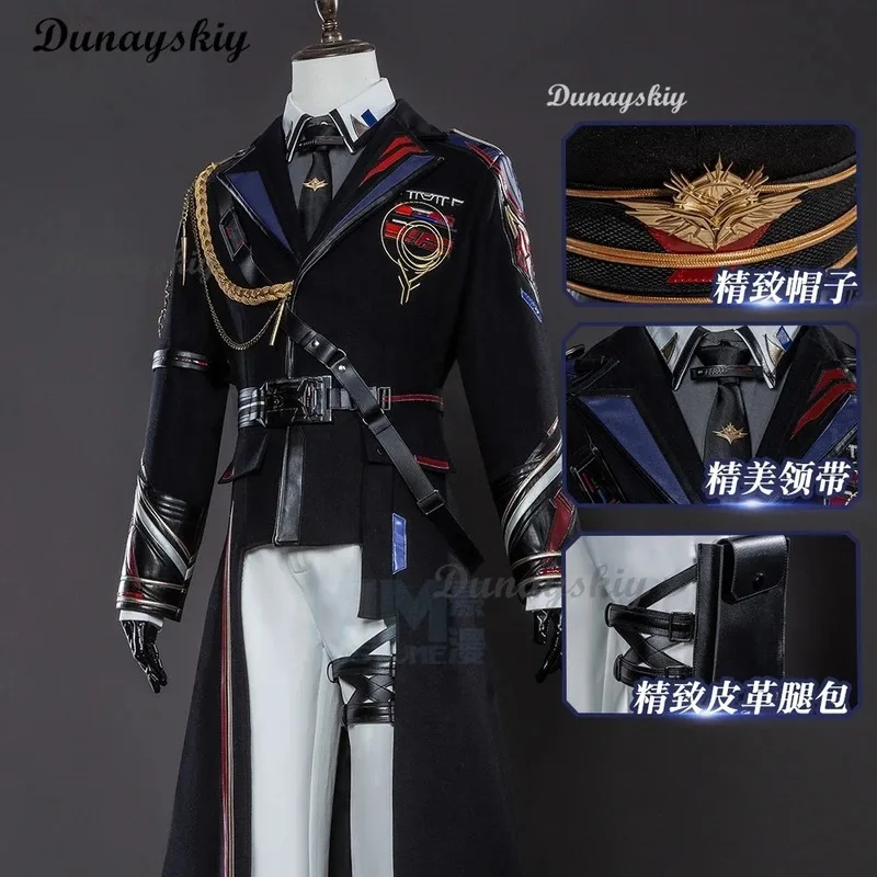 DY20Love and Deepspace Caleb Cosplay Costume Wig Farspace Colonel Uniform Trench Hat Halloween Party for Women Men Carnival Prop