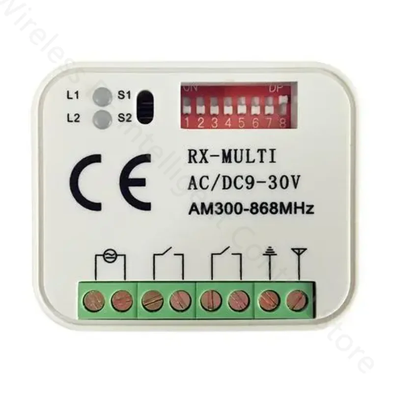 Receptor de interruptor de Control remoto para puerta de garaje, dispositivo multifrecuencia RX de 433MHz, 868MHz, 390 MHz, CA/CC 9-30V, 433-900MHz