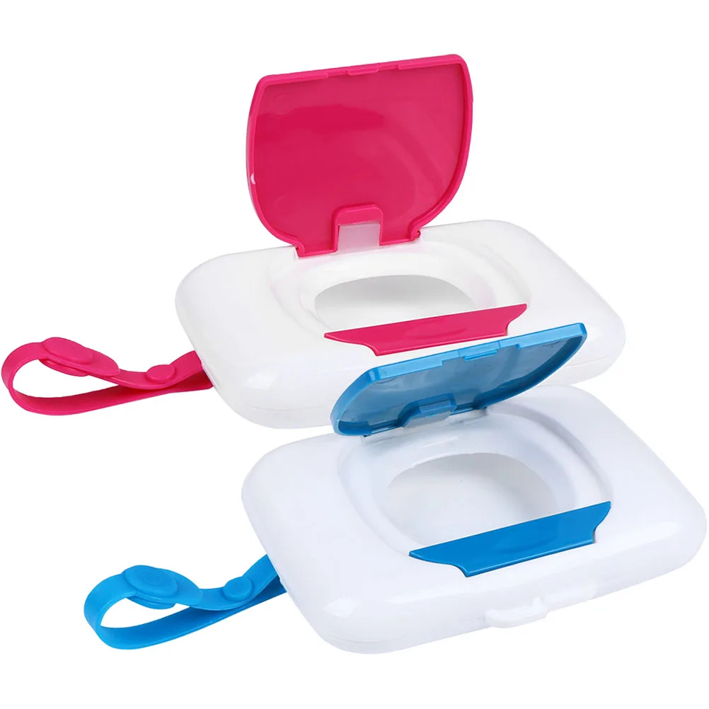 

2Pcs Portable Wipes Storage Box Wet Tissue Case for Baby Wipes Storage Box Strollers Crib Outdoor Travel Small