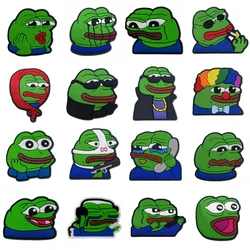 16pcs/set Pepe the frog Series Shoe Buckles Cute Cartoon Pattern Shoe Charms Detachable Shoe Buckles Decorative Accessories