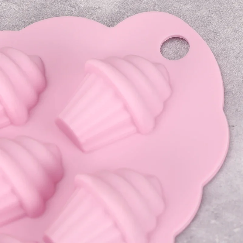 Silicone Mold 6 Hole Ice Cream Sorbet Shaped Baking Mould Muffin Cup Pattern Cake Chocolate Mousse Candy Fudge Make Tools