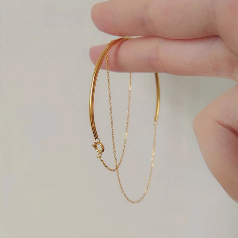 ANENJERY Gold Color New Simple Minimalist Slim Curved Semi-circular Multi-layer Chain Bracelets For Women