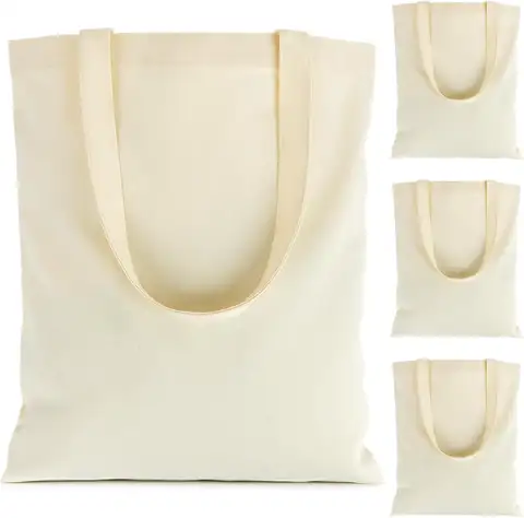 4-Pack Cotton Canvas Tote Bags for Grocery Shopping, Crafts, DIY, and Promotional Gifts