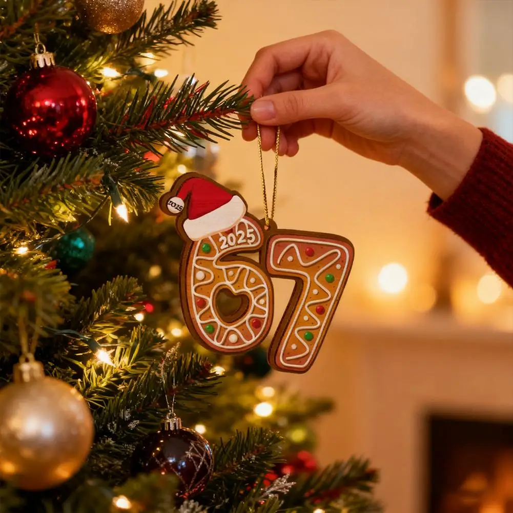 Christmas 67 Acrylic Ornament, Six Seven Funny Xmas Holiday Ornament, Funny 67 Decorations Meme Grandkid Gift for Christmas Tree