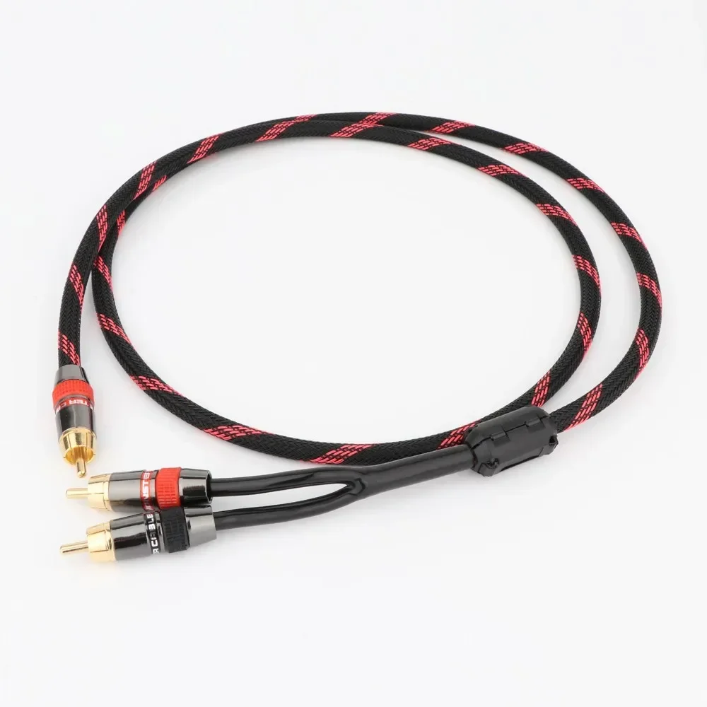 Preffair HIFI Pure Copper Single RCA to Dual RCA Subwoofer audio cable One Sub-2 Splitter Y RCA Cable