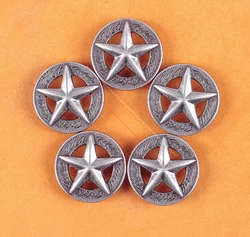 LOT 10PCS 25*25MM WESTERN AMERICA TEXAS RAISED STAR ANTIQUE SILVER LEATHERCRAFT CONCHOS FOR LEATHER TACK RIVETBACK