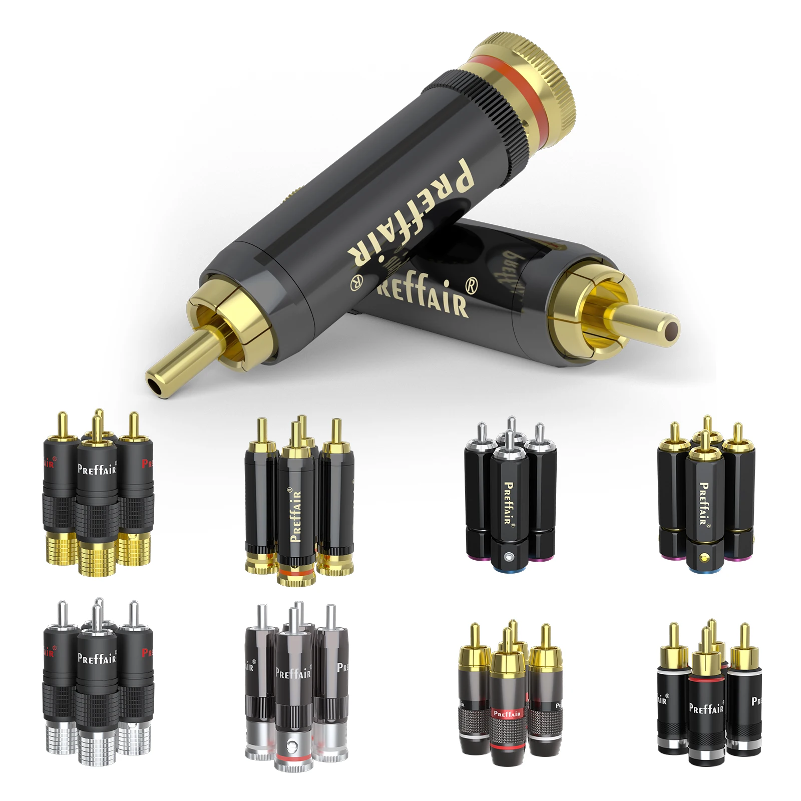 Preffair high quality rca connector plug audio wire adapter soldering or screw locking amplifier audiophile connections