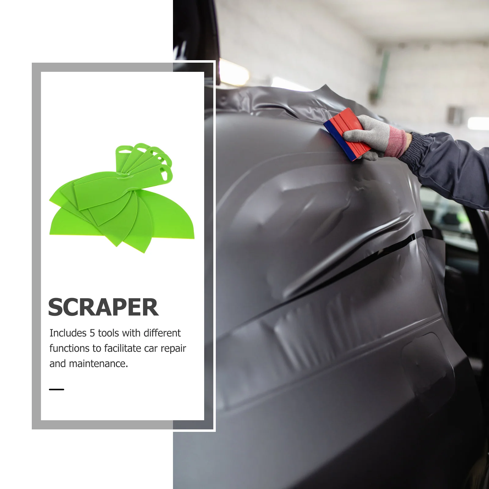 

5Pcs Oil Paste Knife Kit Plastic Paint Scraper for DIY Auto Repair Wallpaper and Decal Removal Sticker Scraper Tool Household