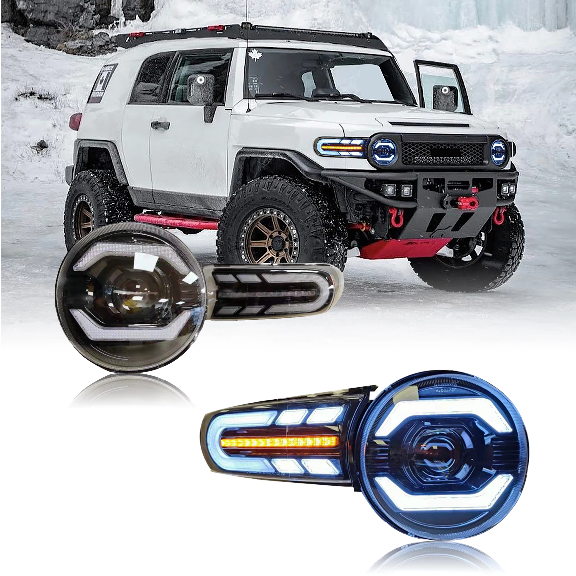 

Новый дизайн для Toyota FJ Cruiser, фара 2007-2016, передняя лампа автомобиля, светодиодная фара в сборе
