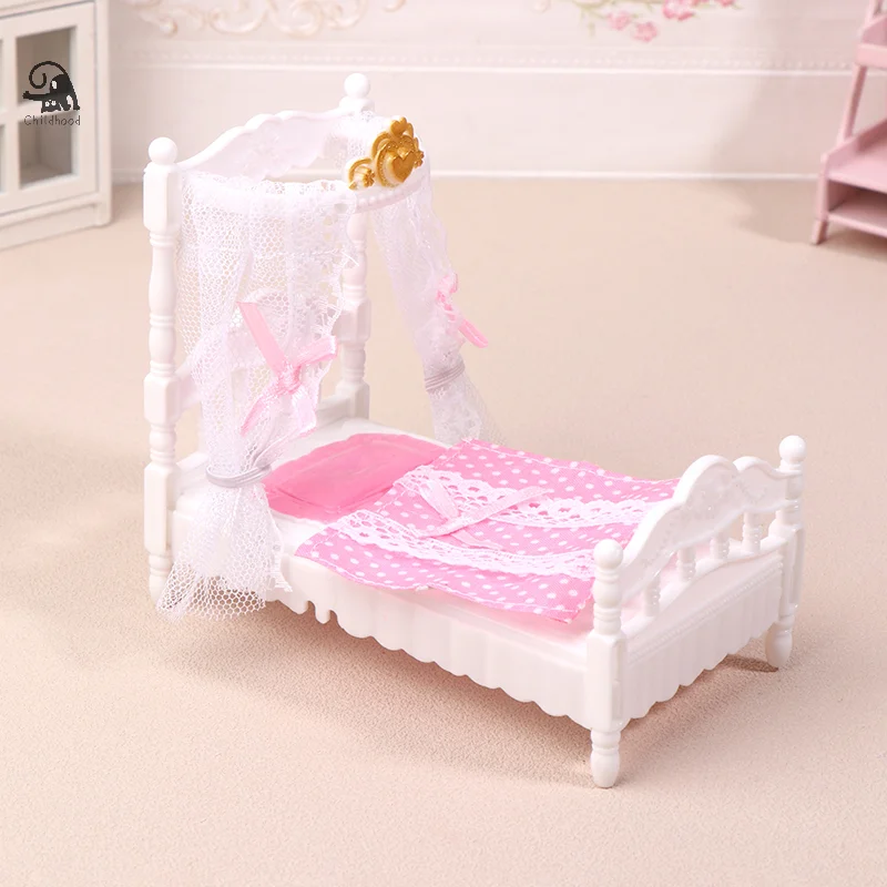 1/12 casa delle bambole principessa letto lenzuolo zanzariera kit casa delle bambole letto camera mobili decorazione accessori casa delle bambole