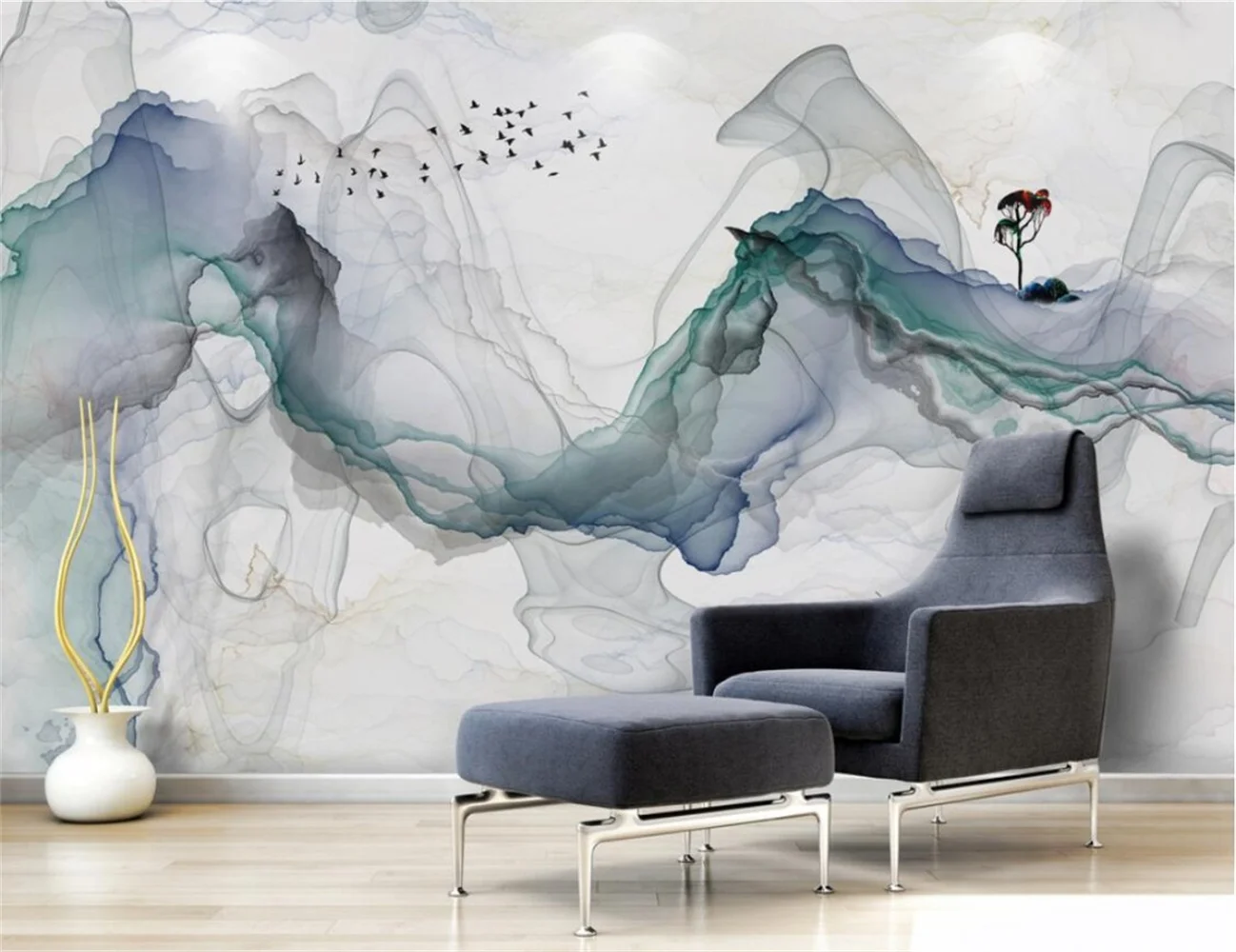 

beibehang wall paper Custom photo wallpaper mural zen mood abstract ink landscape wall decorative painting papel de parede beib