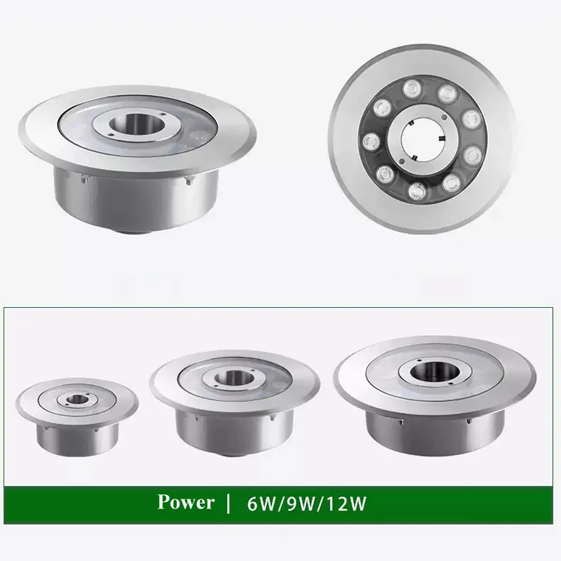 Stainless Steel Fountain Light with a Central Hole,Waterproof Underwater Light,Underwater Light,Park Landscape Embedded Light