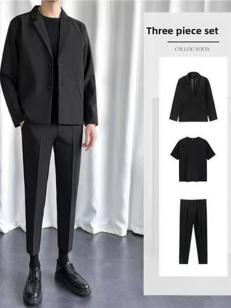 

Мужской костюм на заказ, осенний свободный крой, повседневные брюки, корейский тренд, весна-осень, легкий маленький сарафан в стиле вестерн