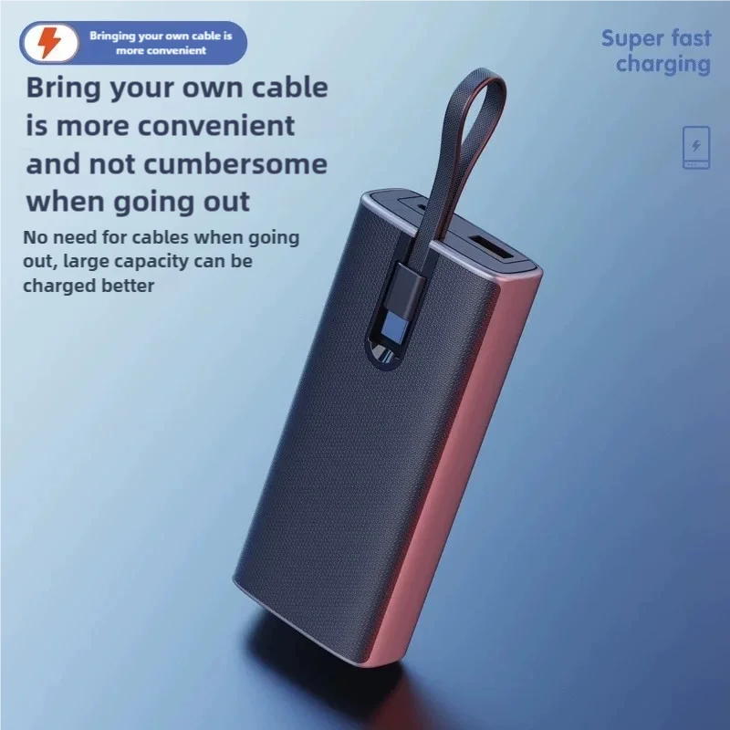 Супер быстрая зарядка, интеллектуальный цифровой дисплей, цветной TFT-экран, внешний аккумулятор 10000 мАч с кабелем, мобильный источник питания