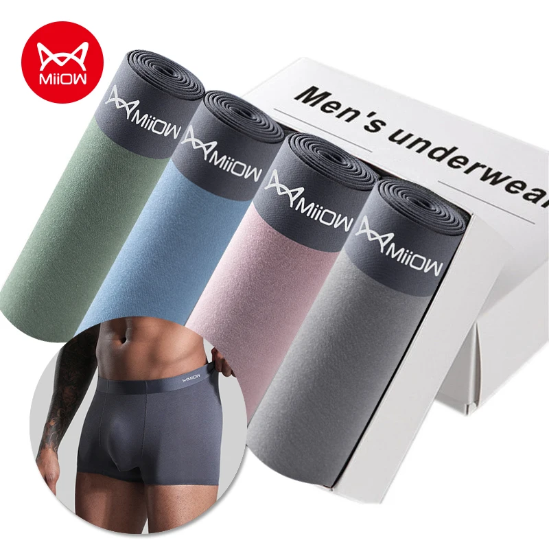 MiiOW 3Pcs Modal Men Underwear Boxer Shorts Comfort Sexy Antibacterial Trunk Men's Panties Bxoershorts Underware 2022 New