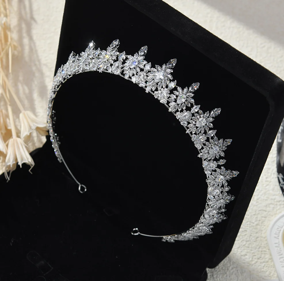 الأميرة الملكة تاج ل خوذة الزفاف زركون الزفاف Headbands تيارا تاج للنساء 15 سنة حفلة موسيقية غطاء الرأس #2