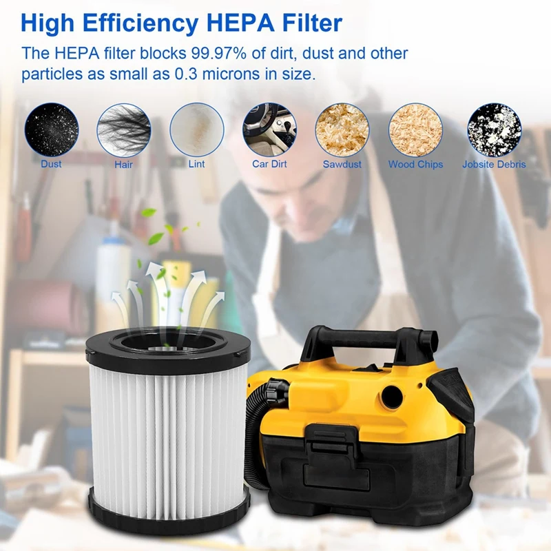 JDZD-Vakuumfilter für Dewalt DCV580H DCV581H DCV5801H 20 V Staubsauger, waschbarer, wiederverwendbarer, hocheffizienter Ersatzfilter