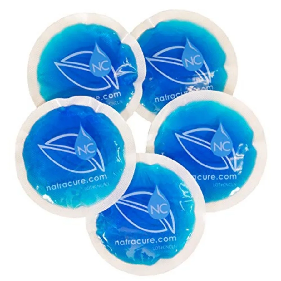 

NatraCure 4" Circle Gel Ice Packs - 5 Pack Blue - Small Reusable Round Gel Cold Packs for Injuries, Breastfeeding, Wisdom Teeth