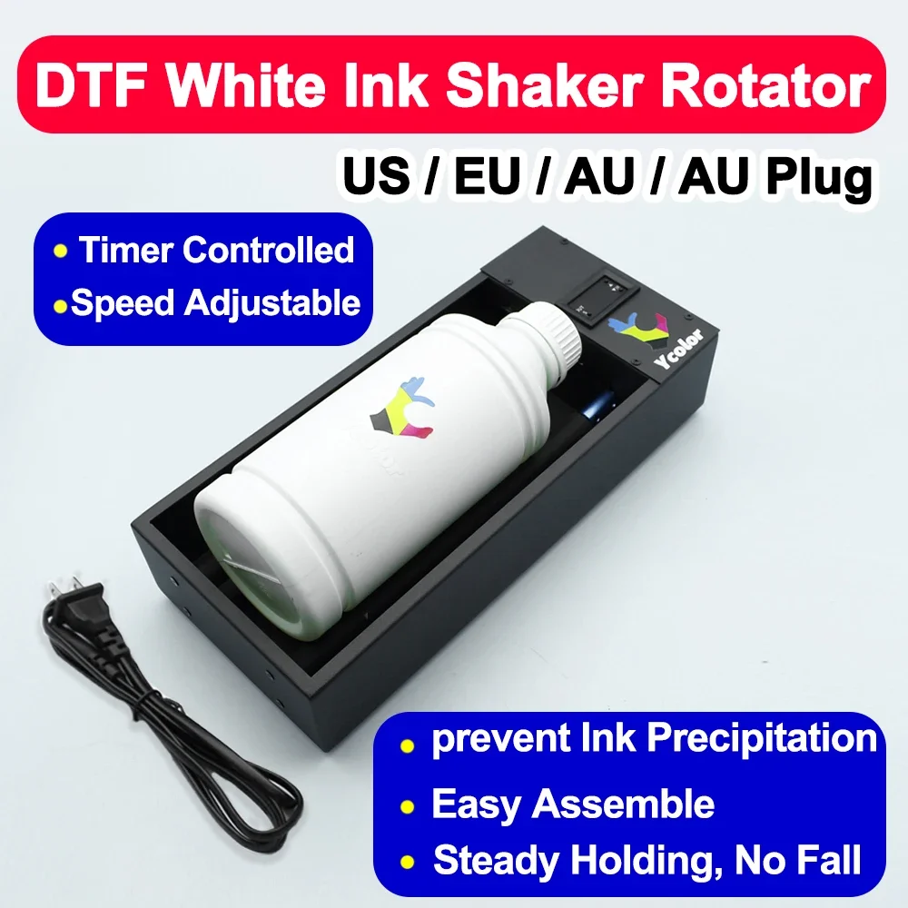 DTF DTG UV White Ink Roller Shaking Machine Timer Control Speed Adjustable Prevent Ink Precipitation Avoid Sediment Deposition