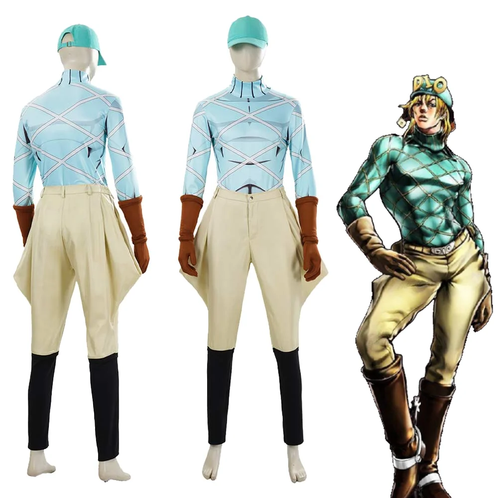 Costume de cosplay JoJo Anime Bizarre Adventure Jotaro Kujo Diego Brando, combinaison, pantalon, gants, casquette, pour adulte, Halloween, carnaval