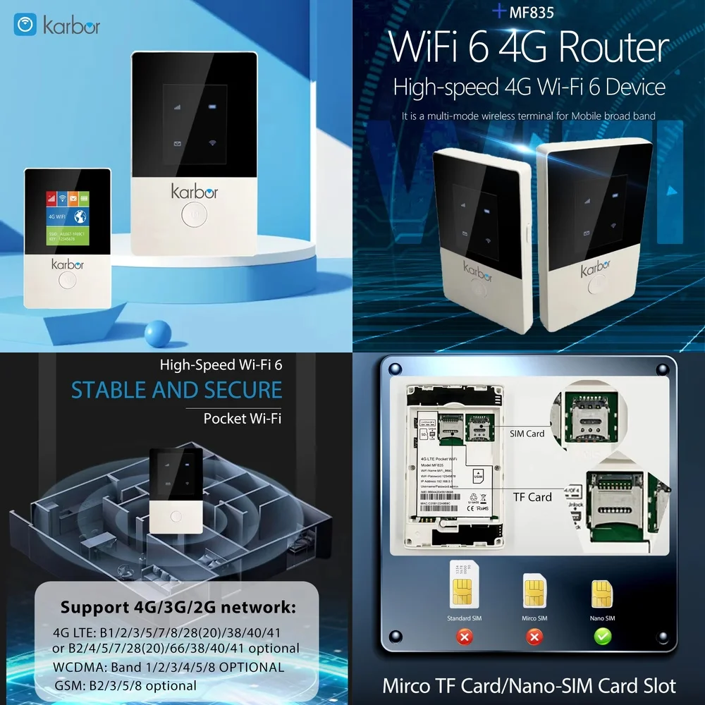 

4G WiFi Router for Karbor 4G Mifis Modem for Karbor 4g LTE Router Hotspot for Karbor Outdoor Wireless 300Mbps Cat4 Portable