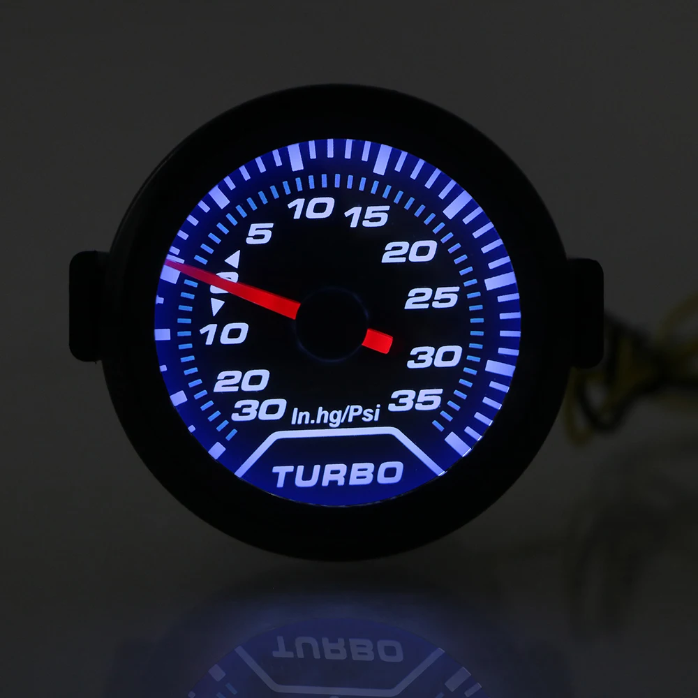 توربو دفعة متر سباق السيارات تعديل العالمي توربو قياس الضغط 2 "52 مللي متر عدسة الدخان 12 فولت 35Psi الأبيض LED الخلفية #5