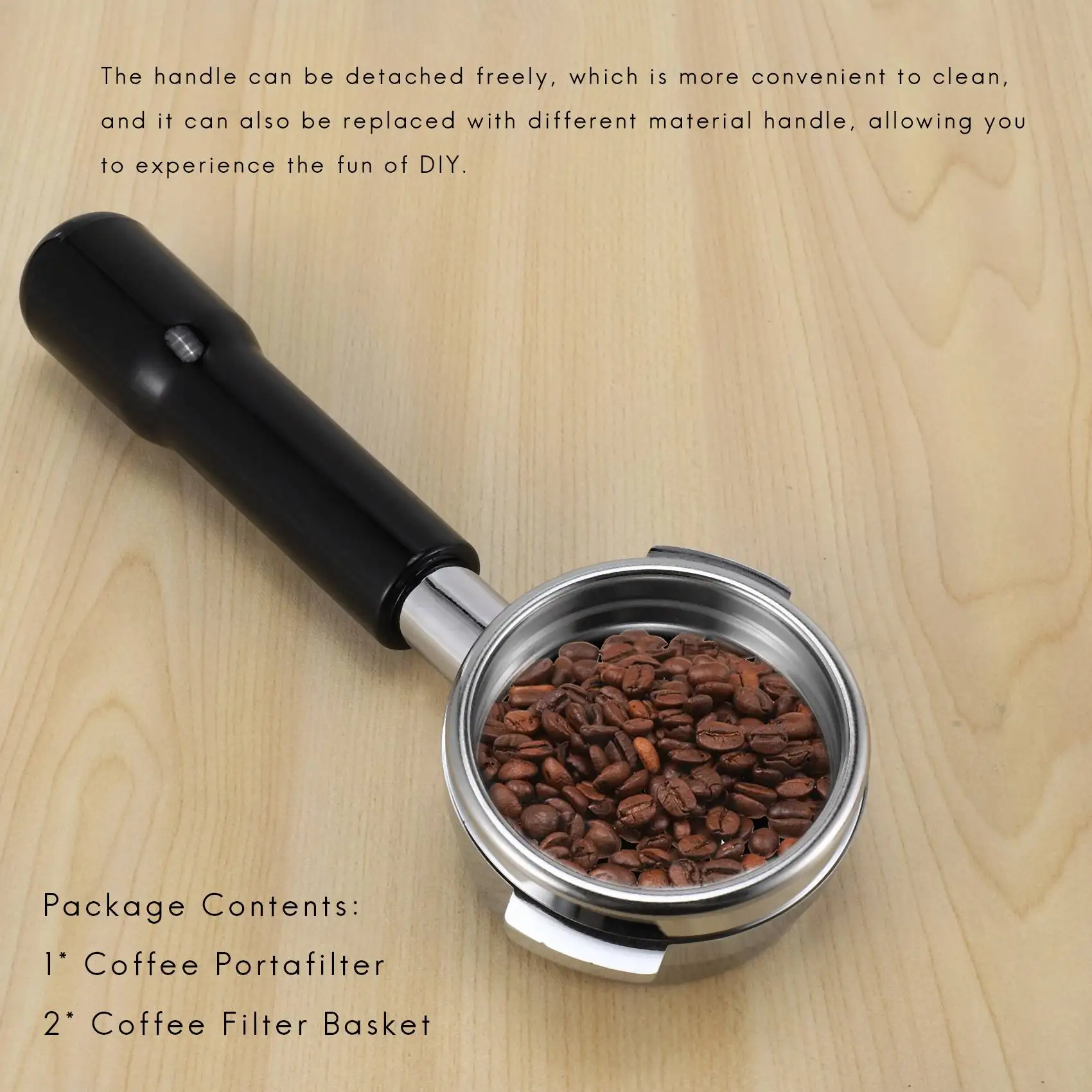 Mesin Kopi Espresso Profesional Baja Tahan Karat Tanpa Dasar A39M 58MM dengan Keranjang Filter Cangkir Tunggal dan Ganda